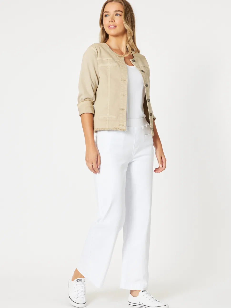 Maddy High Rise Wide Leg Jean - White