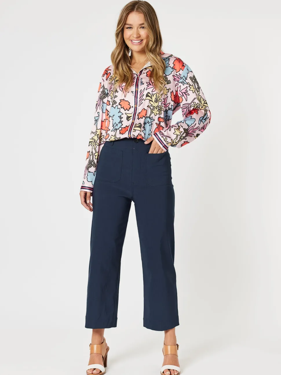 Marine Wide Leg Pant - Navy