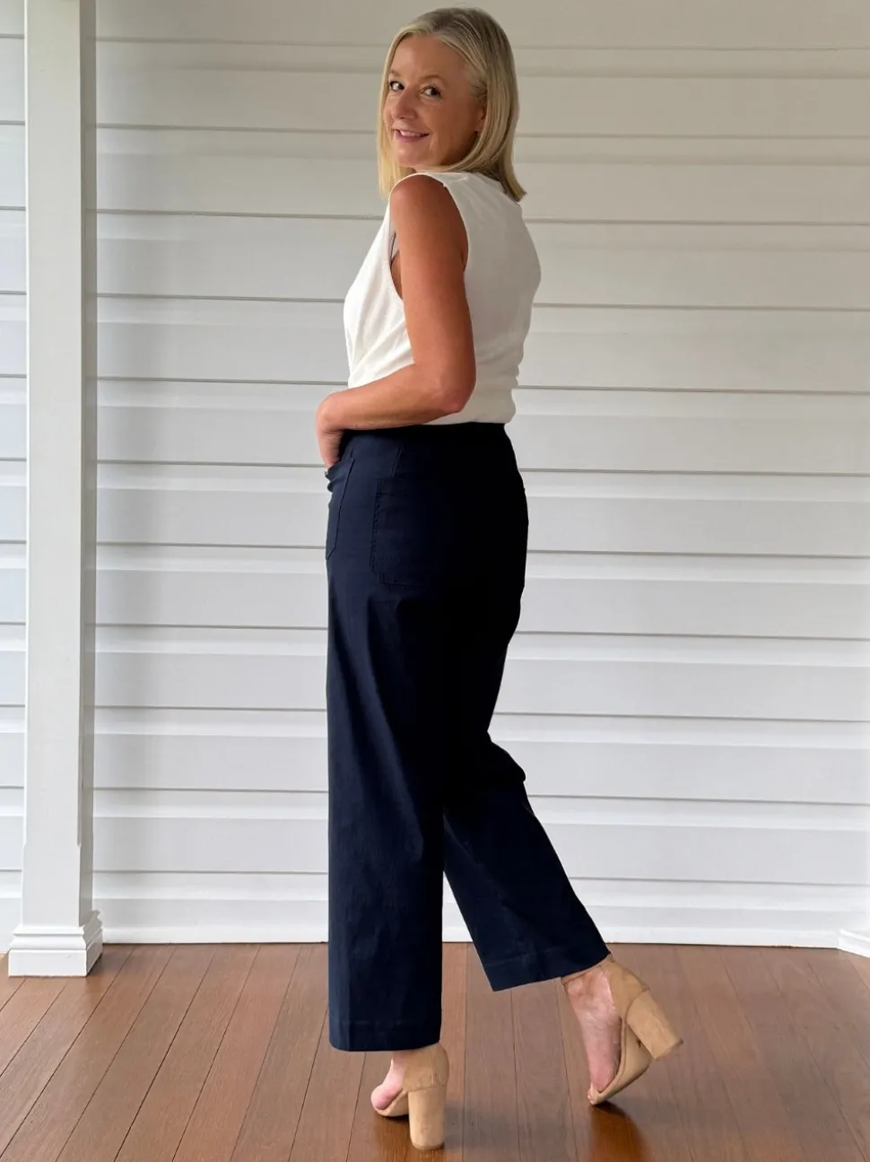Marine Wide Leg Pant - Navy