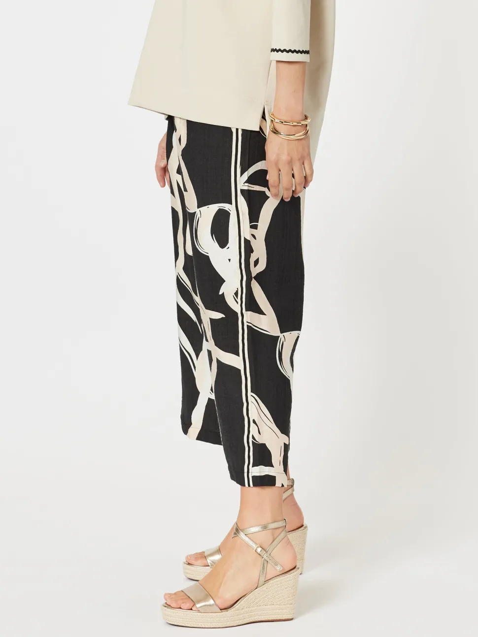 Matisse Print Wide Leg Pant - Black/Natural