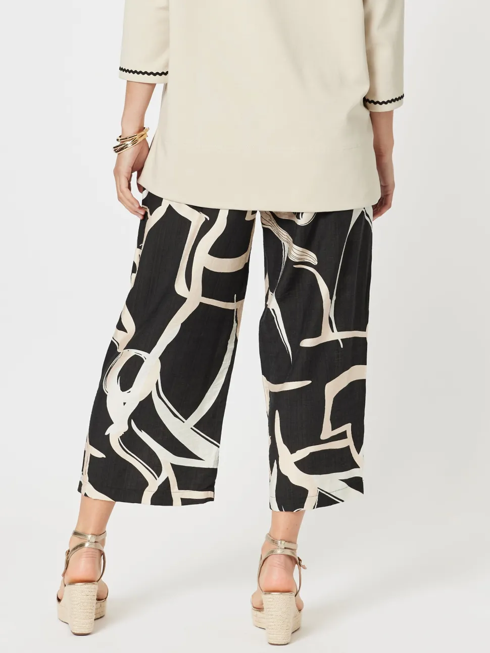 Matisse Print Wide Leg Pant - Black/Natural