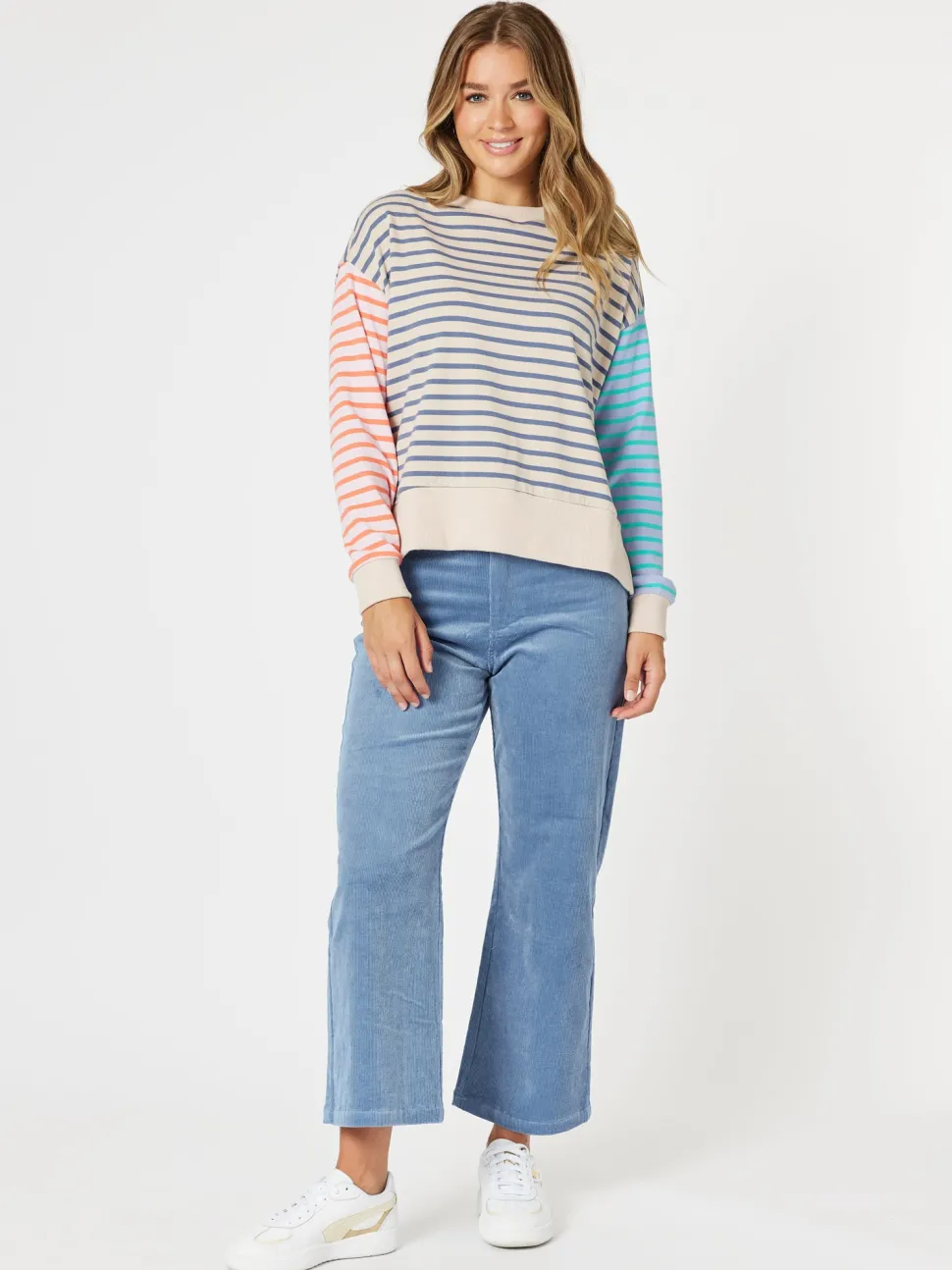 Maxwell Stripe Print Sweatshirt - Blue/Multi