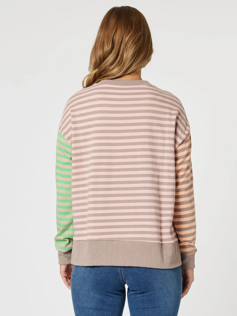 Maxwell Stripe Print Sweatshirt - Coral Multi