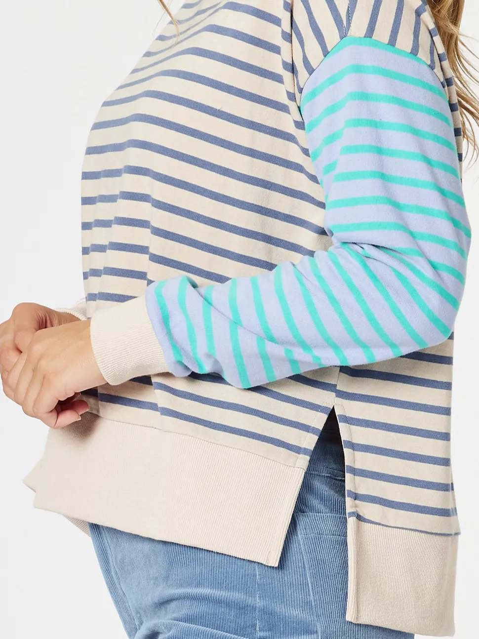 Maxwell Stripe Print Sweatshirt - Blue/Multi