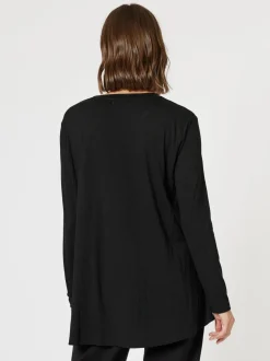 Metallic Print Long Sleeve Tee - Black/Silver