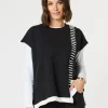 Mode Contrast Stitch Detail Knit - Black/Ivory