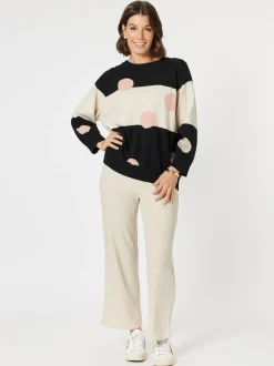 Moonlight Spot Print Knit - Black/Natural