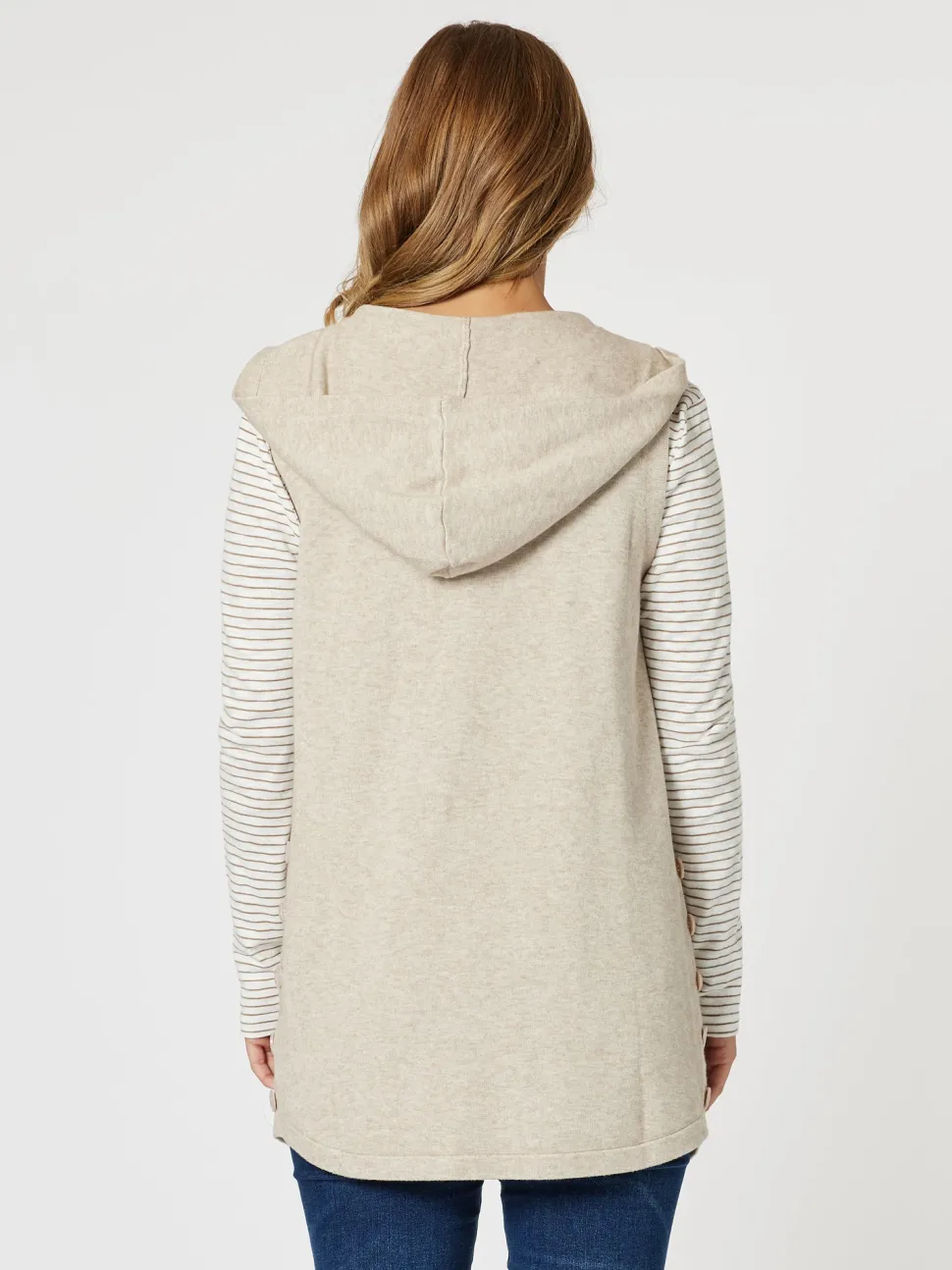 Ollie Side Button Vest - Oatmeal