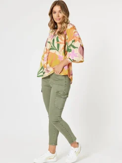Paige Cargo Slim Leg Jean - Washed Khaki