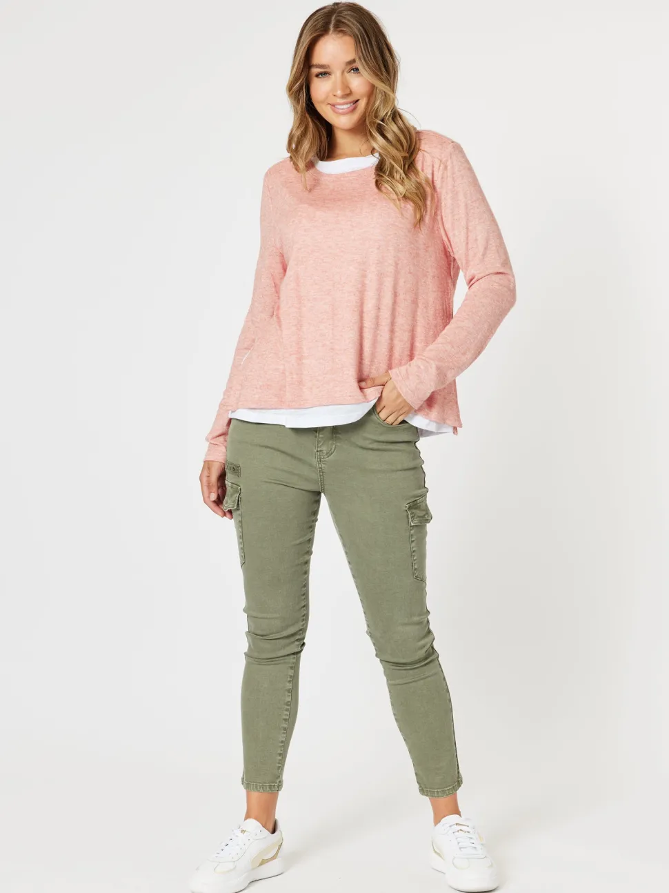 Paige Cargo Slim Leg Jean - Washed Khaki
