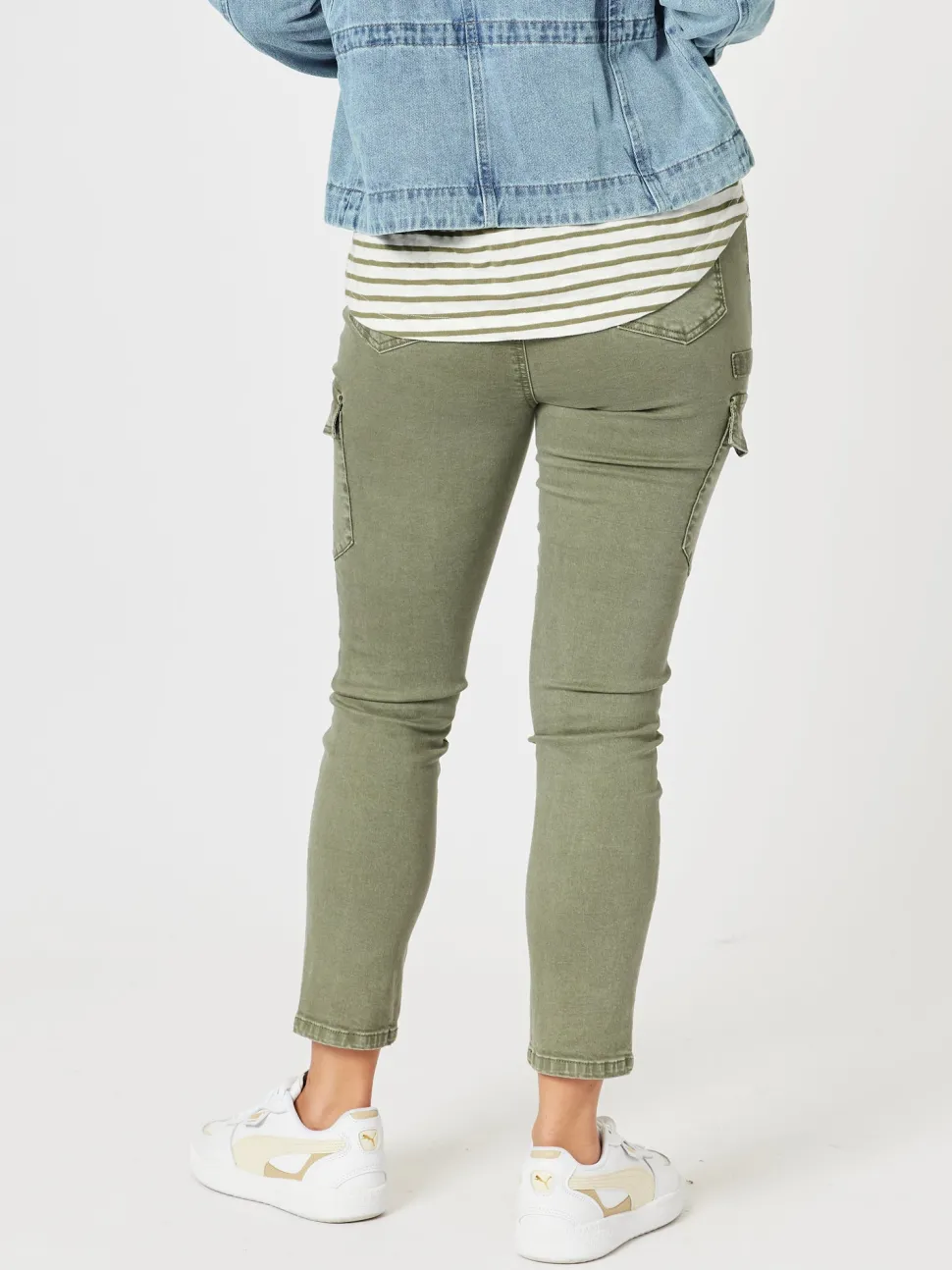 Paige Cargo Slim Leg Jean - Washed Khaki