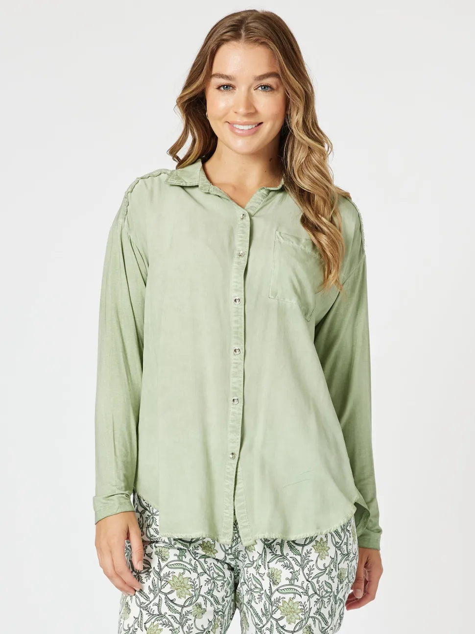 Paige Garment Washed Shirt - Washed Khaki