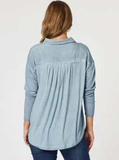 Paige Garment Washed Shirt - Washed Blue