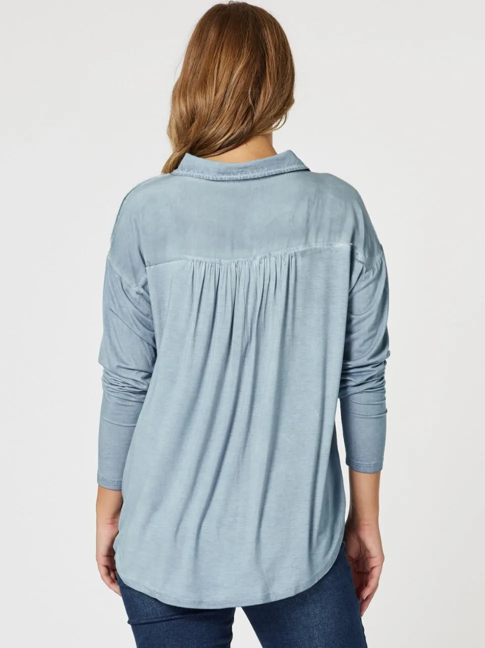 Paige Garment Washed Shirt - Washed Blue
