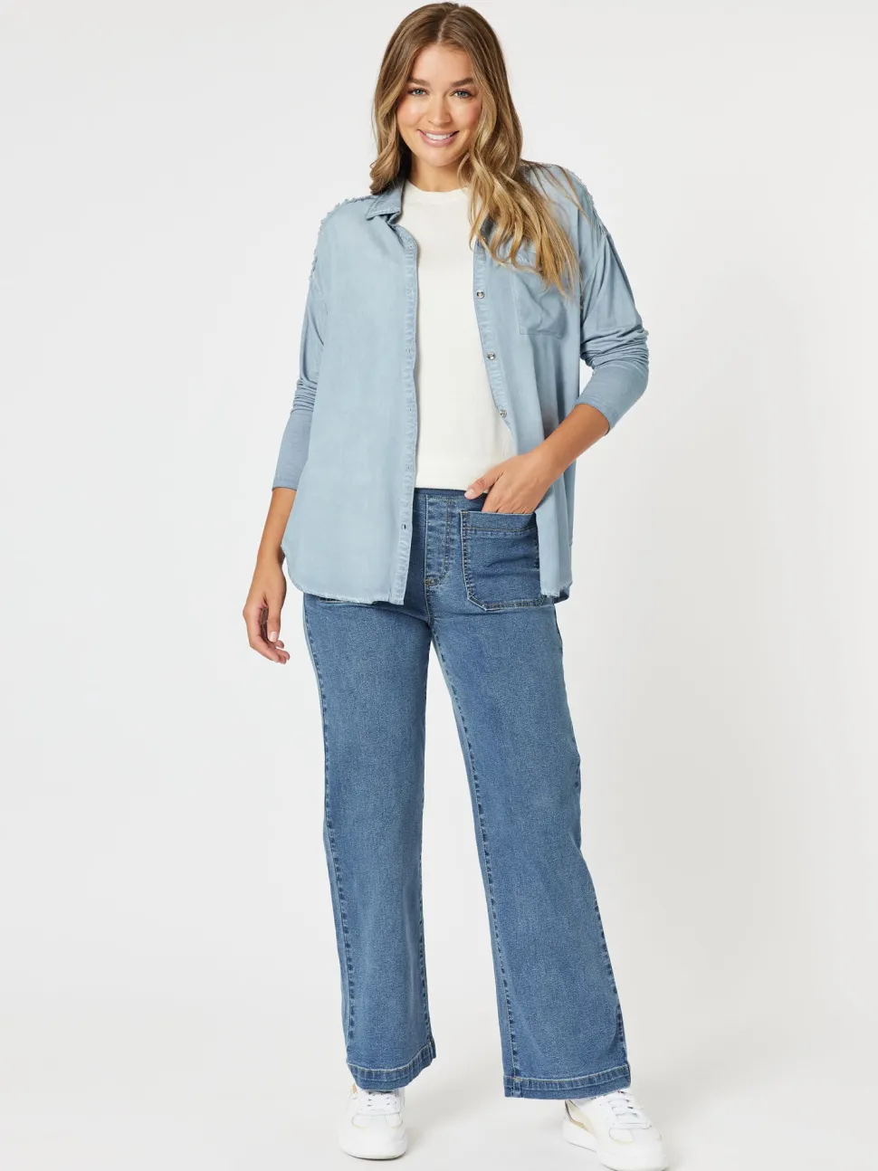 Paige Garment Washed Shirt - Washed Blue