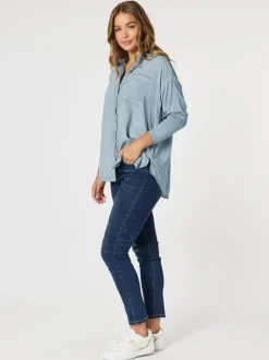Paige Garment Washed Shirt - Washed Blue