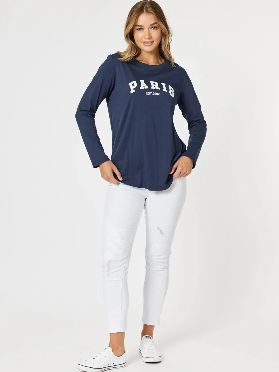 Paris Long Sleeve Tee - Navy