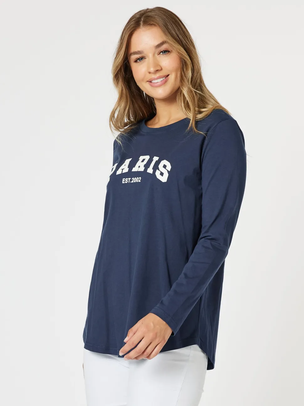 Paris Long Sleeve Tee - Navy