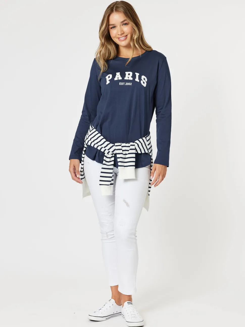 Paris Long Sleeve Tee - Navy