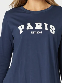 Paris Long Sleeve Tee - Navy