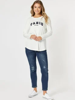 Paris Long Sleeve Tee - White