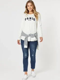 Paris Long Sleeve Tee - White