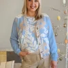 Pasadena Floral Print Knit Cardigan - Blue/Natural
