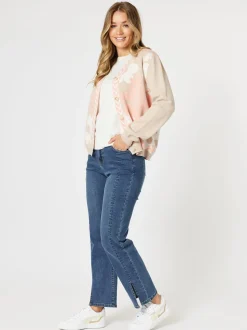 Pasadena Floral Print Knit Cardigan - Coral/Natural