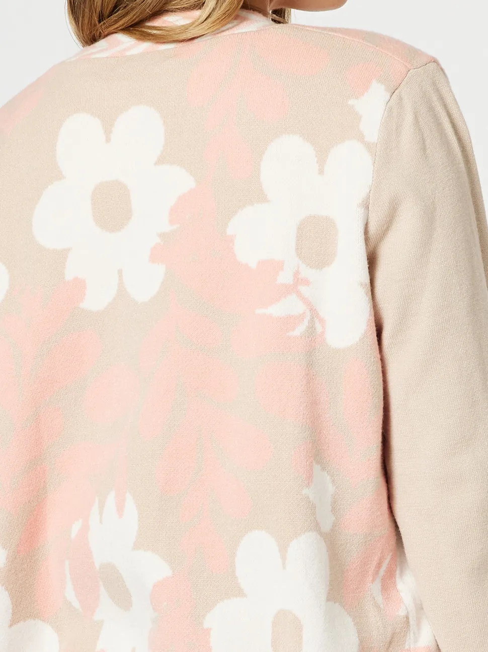Pasadena Floral Print Knit Cardigan - Coral/Natural