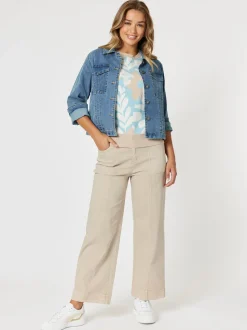 Pasadena Floral Print Knit Vest - Blue/Natural