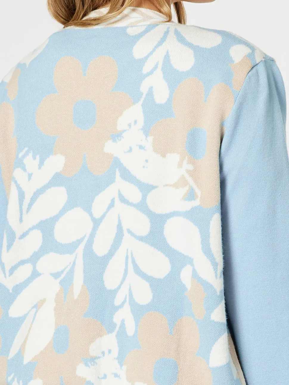 Pasadena Floral Print Knit Cardigan - Blue/Natural