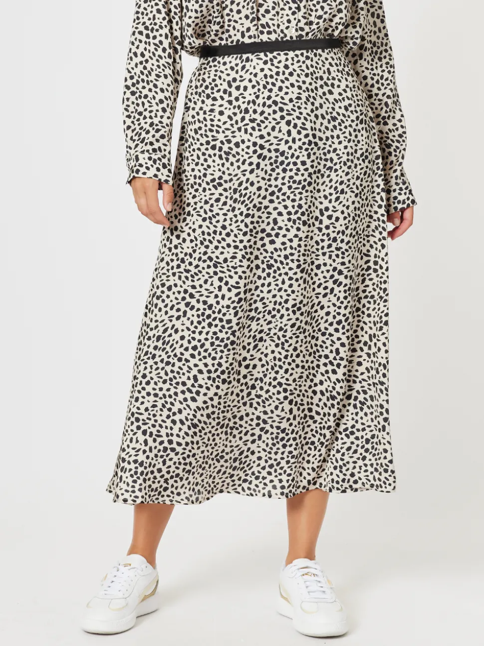 Pebble Spot Print Skirt - Natural/Black