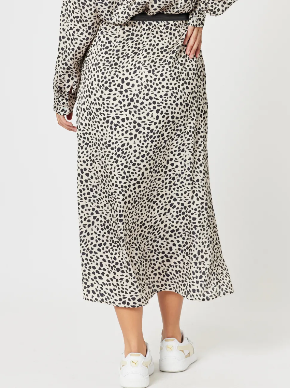 Pebble Spot Print Skirt - Natural/Black