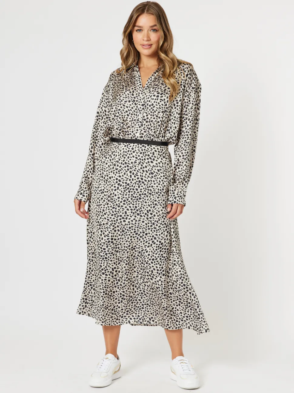 Pebble Spot Print Skirt - Natural/Black