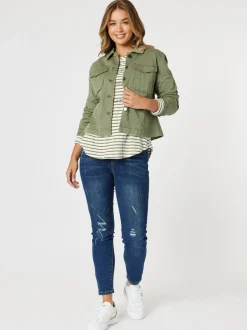 Retro Denim Jacket - Khaki