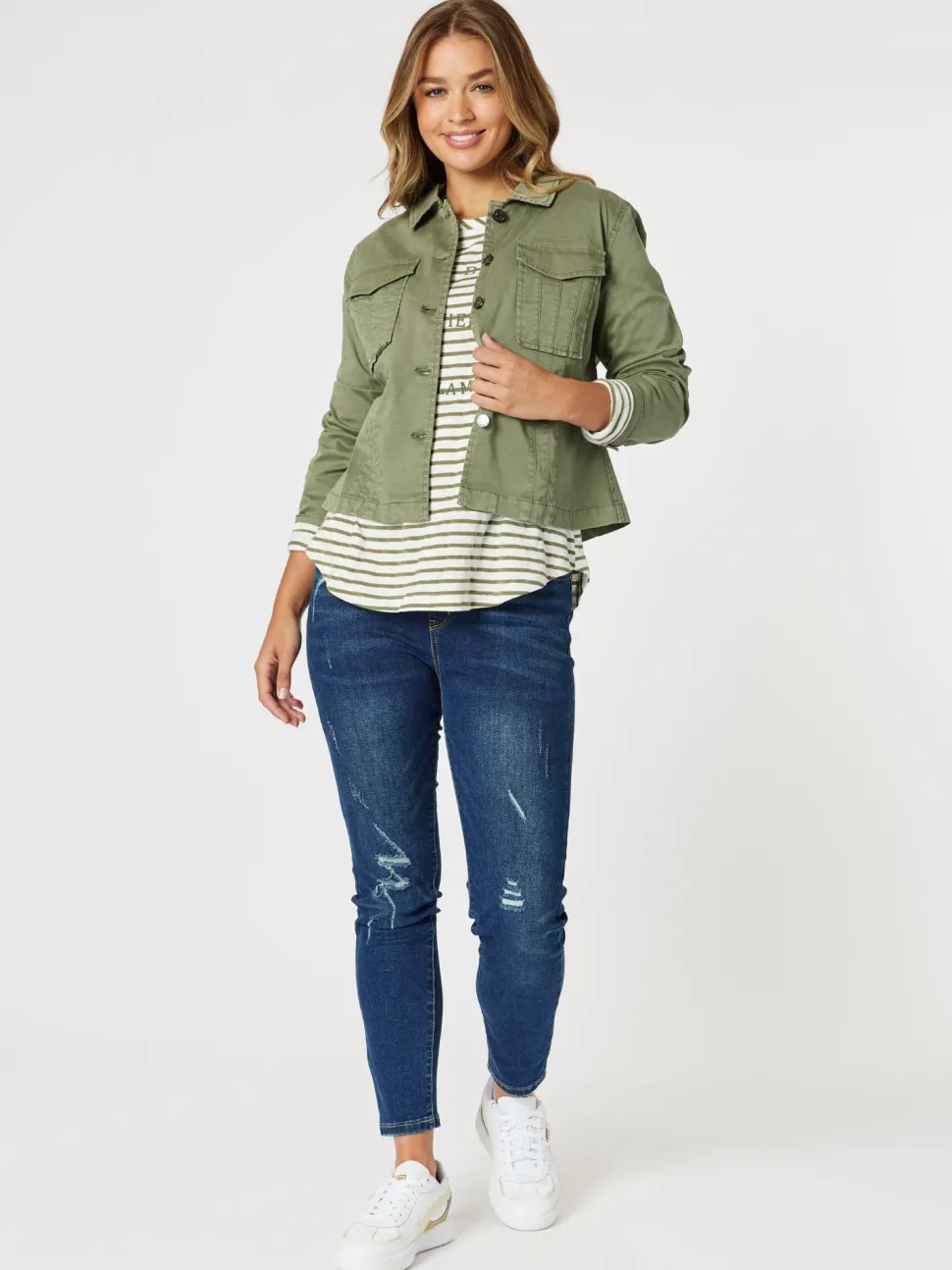 Retro Denim Jacket - Khaki