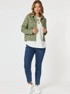 Retro Denim Jacket - Washed Khaki