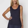 Reversible Georgette Hem Tank - Navy