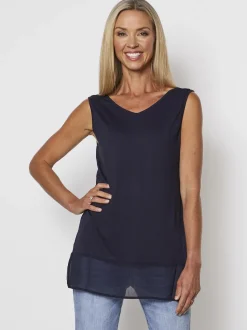 Reversible Georgette Hem Tank - Navy