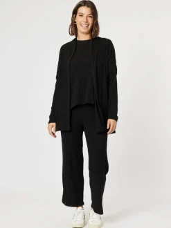 Ribbed Lounge Cardigan - Black