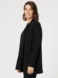 Ribbed Lounge Cardigan - Black