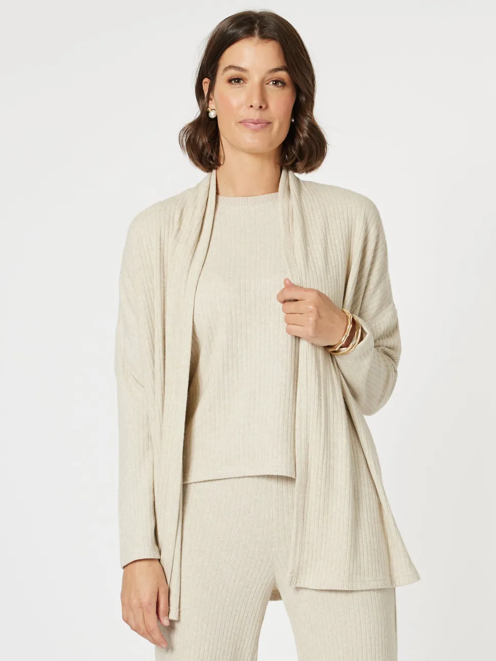 Ribbed Lounge Cardigan - Natural