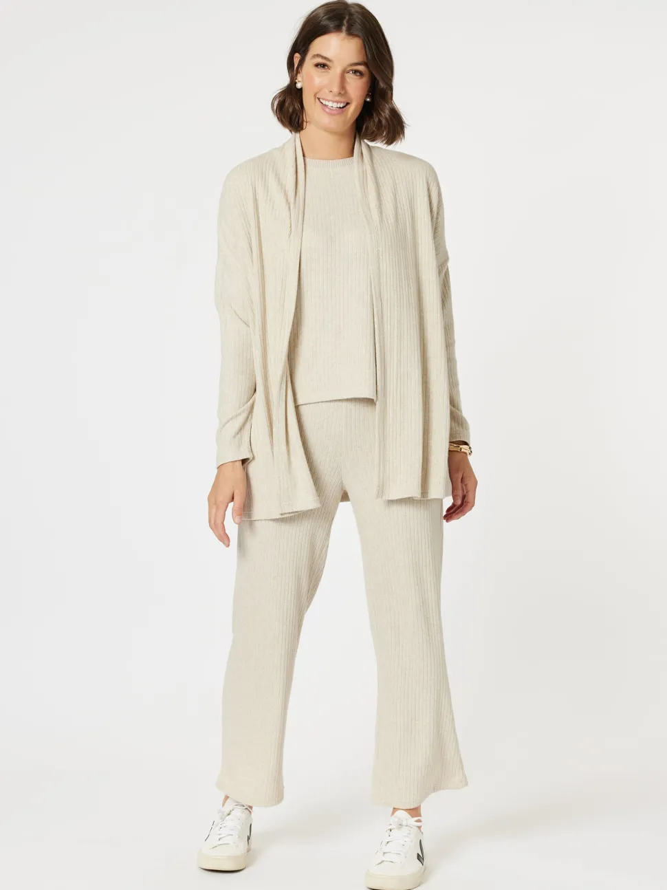 Ribbed Lounge Cardigan - Natural