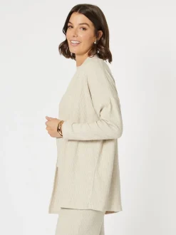 Ribbed Lounge Cardigan - Natural