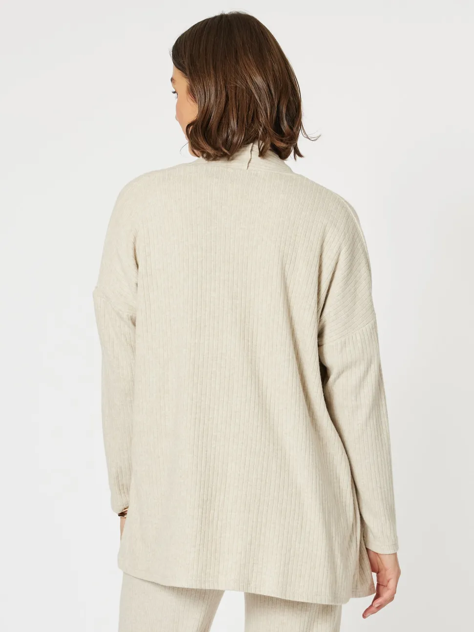 Ribbed Lounge Cardigan - Natural