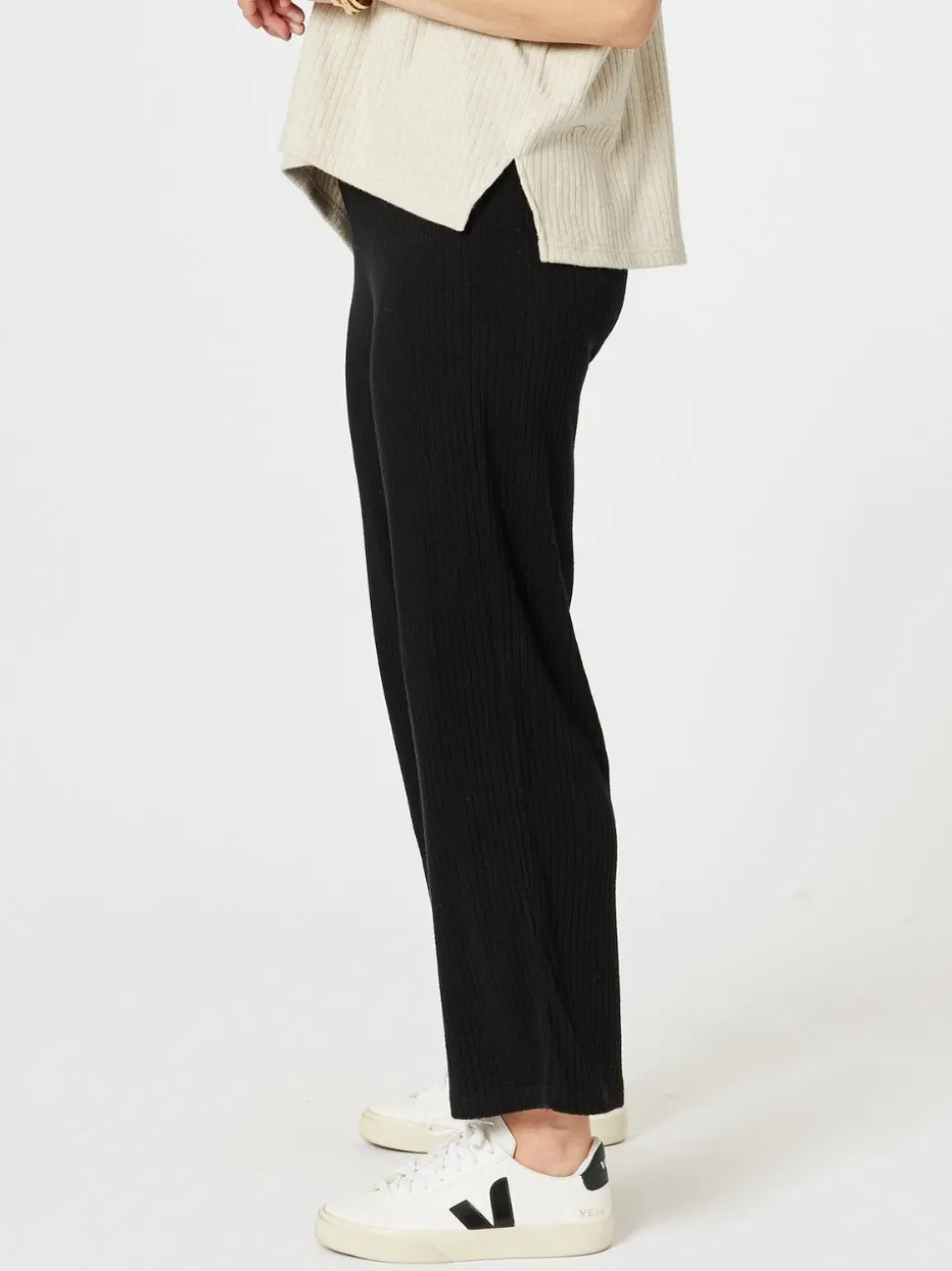 Ribbed Lounge Pant - Black