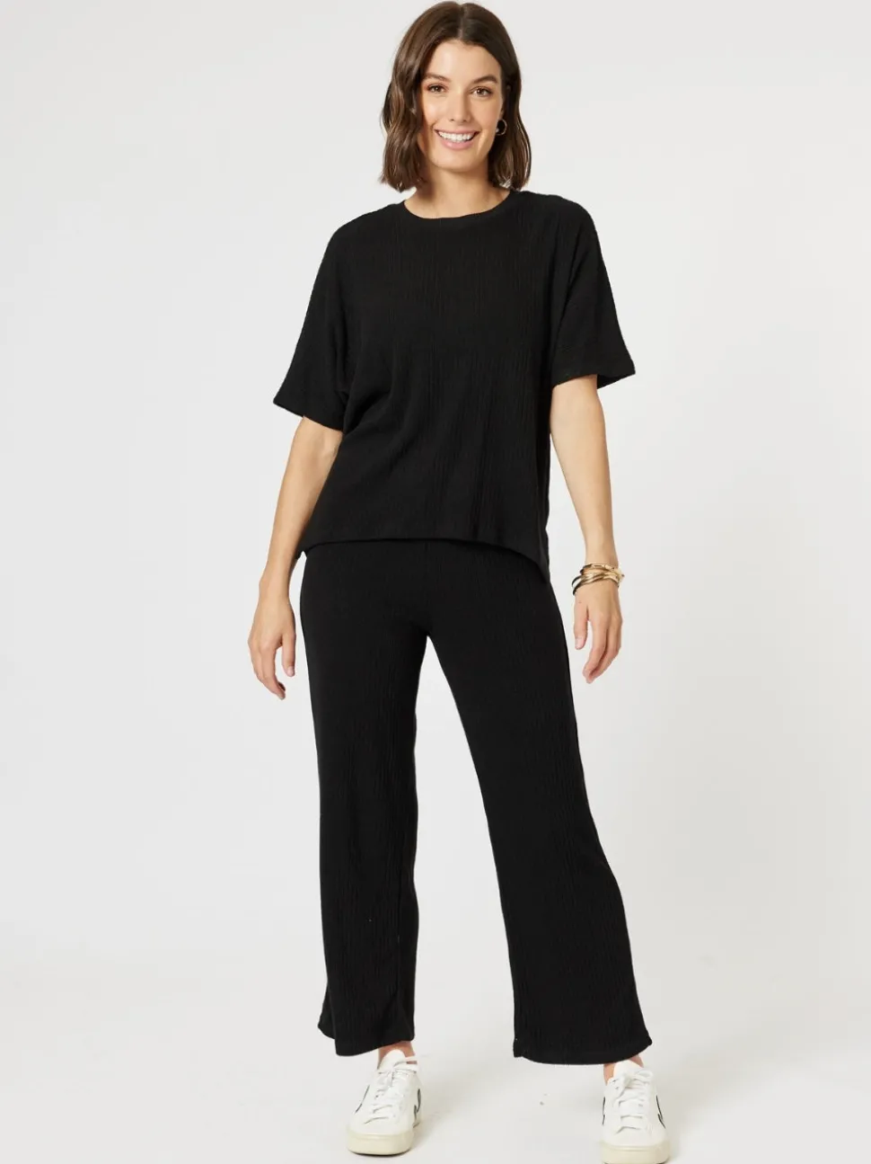 Ribbed Lounge Pant - Black
