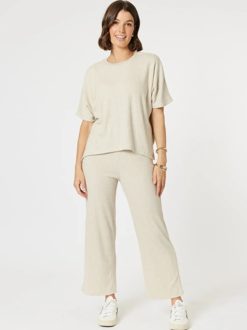 Ribbed Lounge Pant - Natural