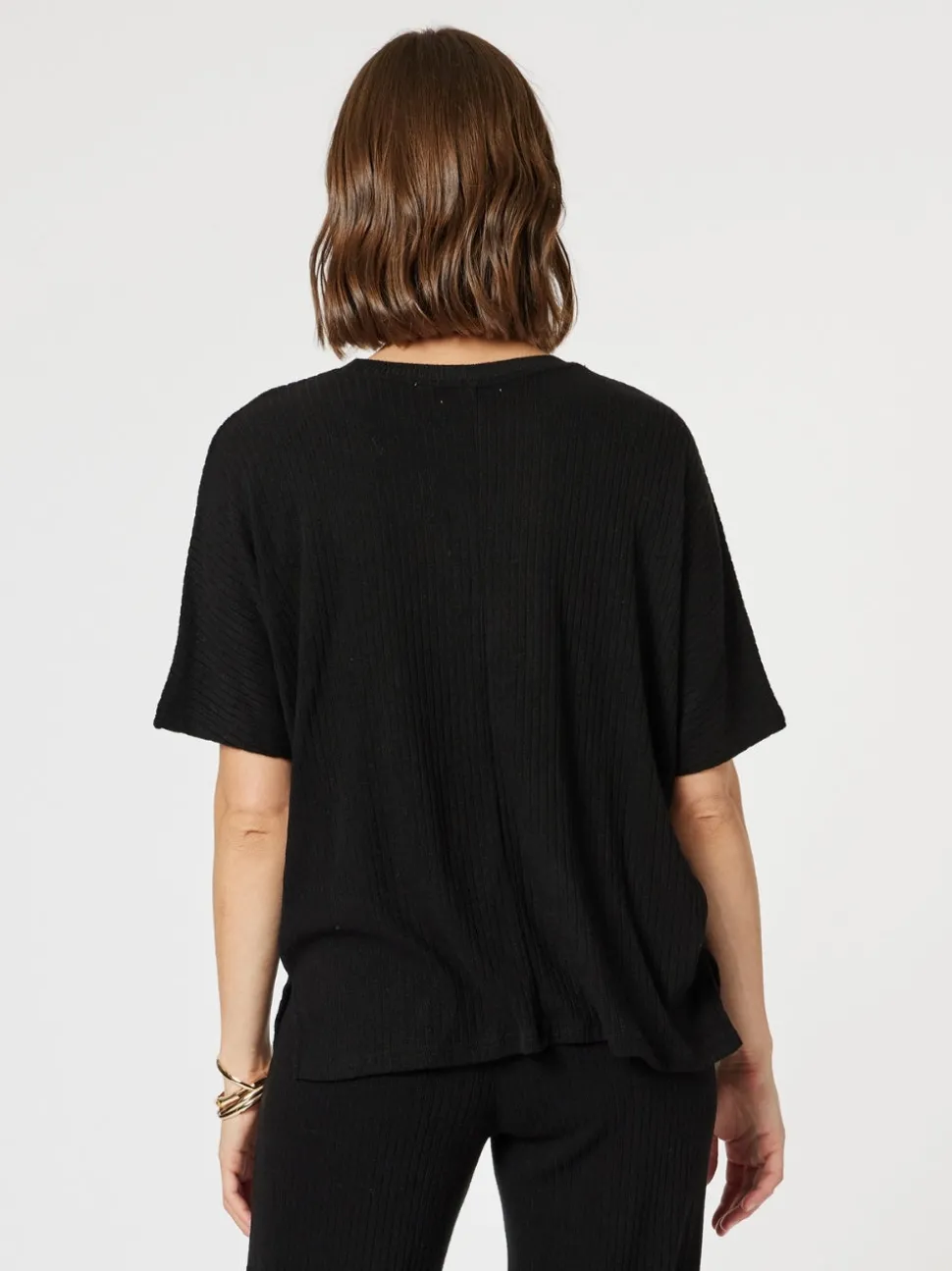 Ribbed Lounge Top - Black