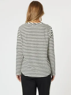 Riviera Long Sleeve Stripe Print Tee - Black/White